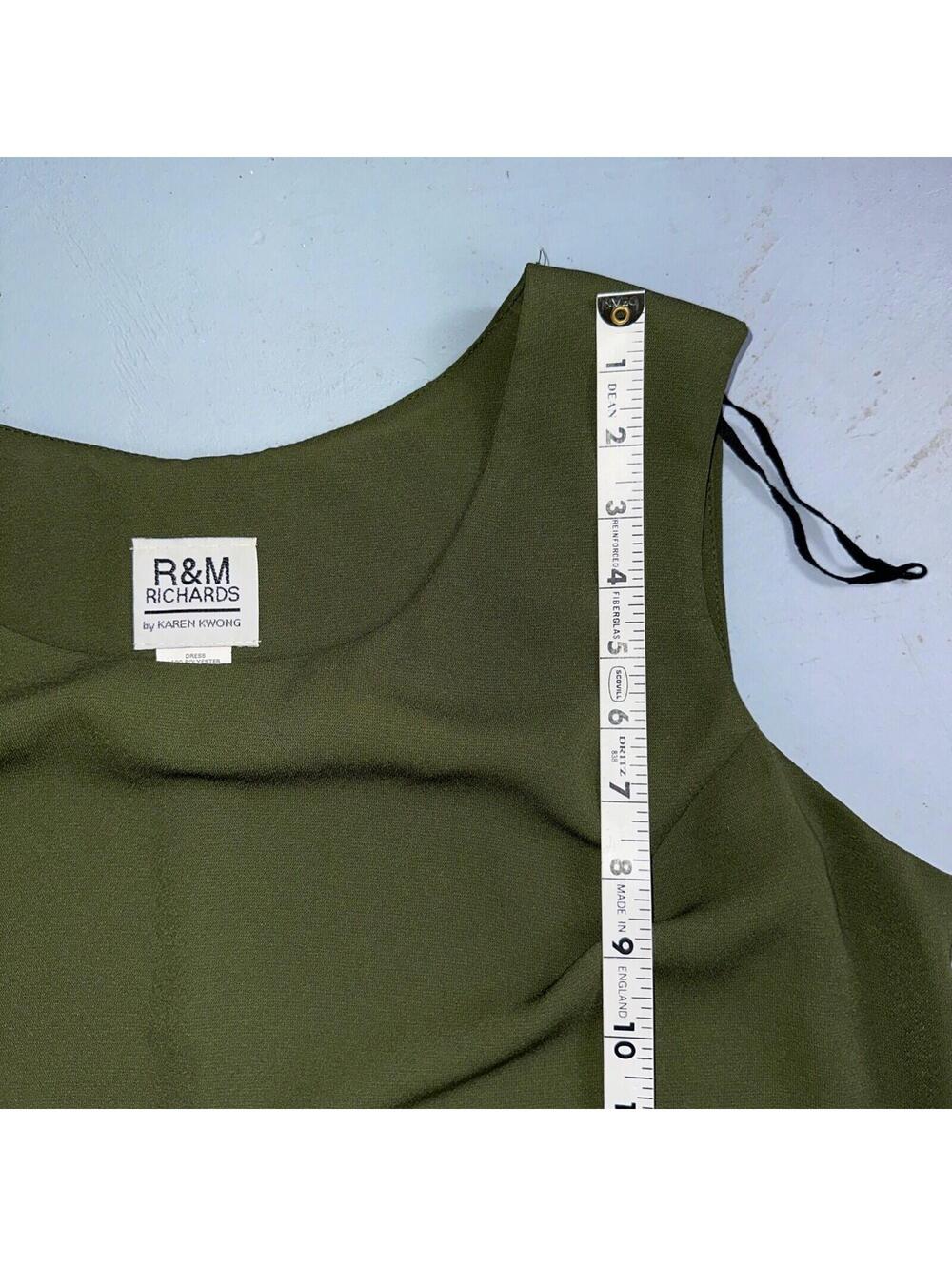 R&M Richards Karen Kwong Womens Maxi Dress Size 14 Green Simple Sleeveless VTG - Picture 7 of 11
